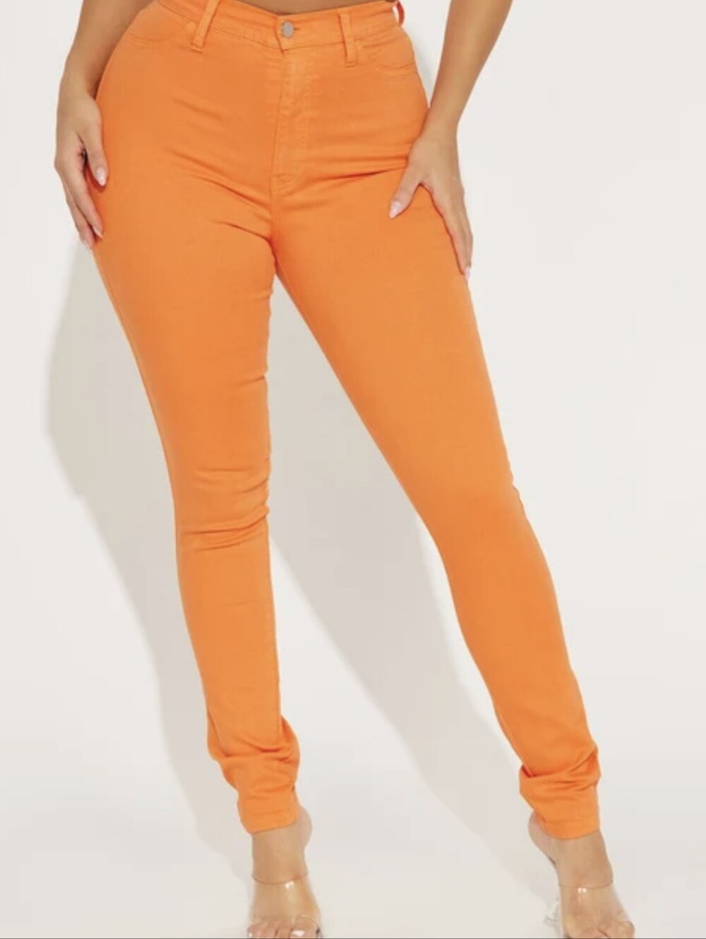 Brand New Fashion Nova Orange High-Rise Classic Skinny Jeans